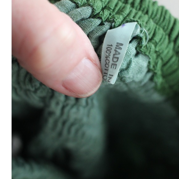 Green Smocked Convertible Maxi Skirt Strapless Dress Boho Small Medium - Picture 5 of 7